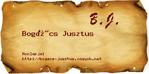Bogács Jusztus névjegykártya